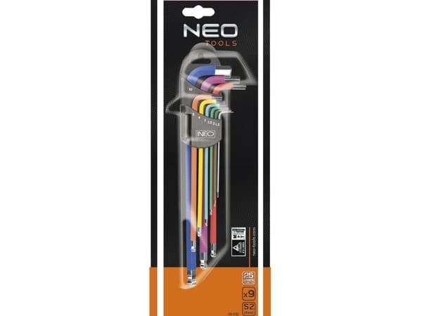 Neo kuusiokoloavaimet tyyppi L 1,5-10mm kuulalla 9kpl (09-512)