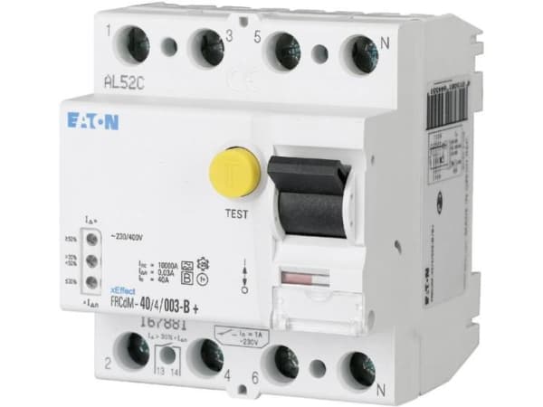 Eaton 167882 FI-sikkerhedsafbryder allstrømssensitiv 4-polet 63 A 0.03 A 240 V, 415 V