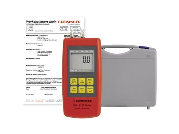 Greisinger GMH3161-12-WPD5 Trykmålingsudstyr Kalibreret (ISO) Lufttryk, Ikke-aggressive gasser, Korrosive gasser 0 - 1.3 bar