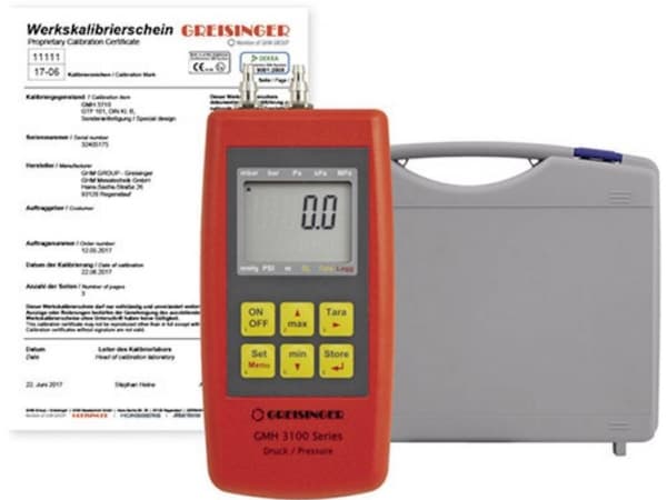 Greisinger GMH3161-12-WPD5 Trykmålingsudstyr Kalibreret (ISO) Lufttryk, Ikke-aggressive gasser, Korrosive gasser 0 - 1.3 bar