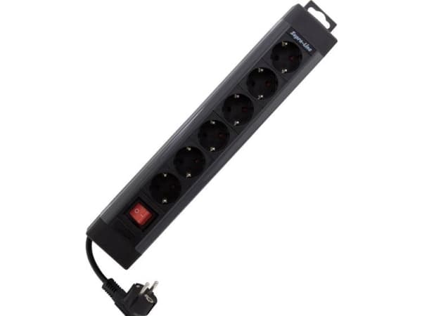 REV Power strip 6-way 2.4m Supraline kytkimellä antrasiitti REV Power strip 6-way 2.4m Supraline kytkimellä antrasiitti