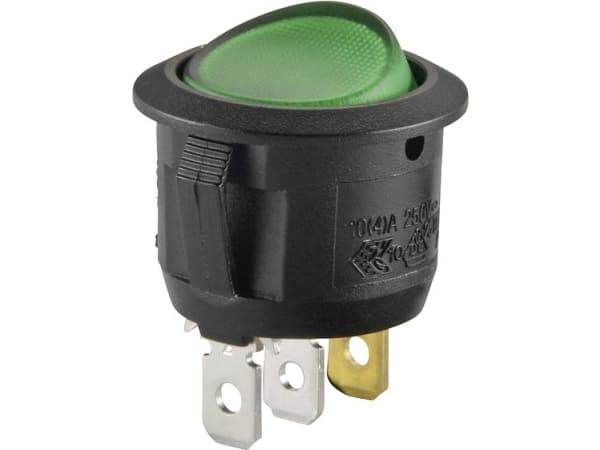 Vippekontakt 250 V/AC 6 A 1 x Off/On R13 112B B/G 200 V trykkontakt 1 stk.