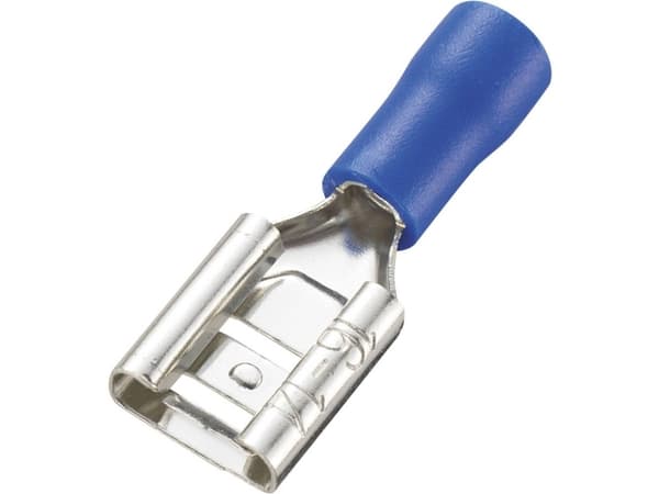 TRU COMPONENTS 737509 Fladstik-kabelsko Stikbredde: 8.0 mm Stiktykkelse: 0.8 mm 180 ° Delvist isoleret Blå 100 stk
