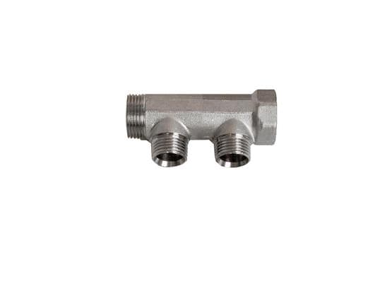 Pettinaroli fordelerrør messing TEA 2 x 15 mm afgrening Pettinaroli fordelerrør messing TEA 2 x 15 mm afgrening