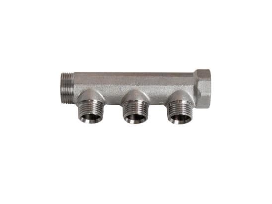 Pettinaroli fordelerrør messing TEA 3 x 15 mm afgrening, BI-203PT-15/10