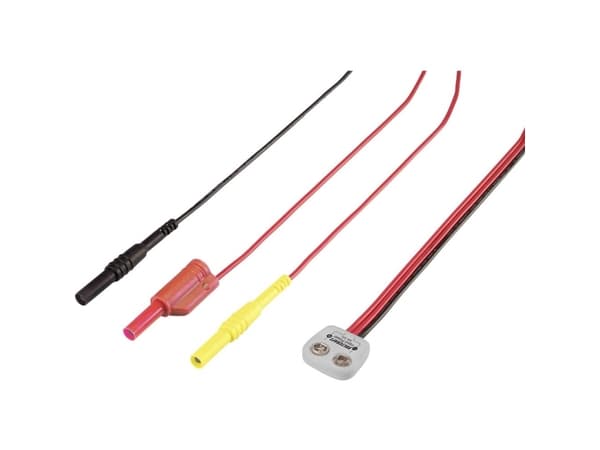 VOLTCRAFT MB-704 Mätadapter - 9 V blockbatterianslutning rak Svart, Röd