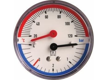 Afriso Thermomanometer TM 80 ax, fi80 mm, 0 ÷ 6 bar, 20 ÷ 120 ° C, G1/4 '' ax, cl. 2.5 (63342)