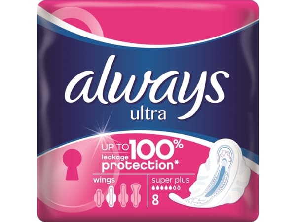 Always Ultra Super Plus sanitetsbind med vinger 8 stk