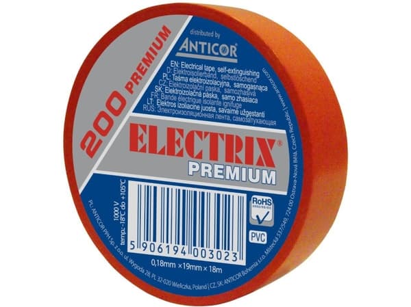 Anticor Elektrisk isolasjonstape ELECTRIX 200 PREMIUM 19mm 18m rød