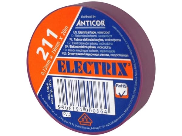 Anticor PVC elektrisk isoleringstejp lila 19mm 20m