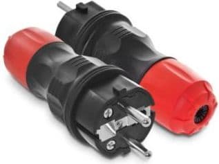 AW-Tools AWTools Suora pistoke 2p+Z, 16A EXTREM I Q. Eristys Uni Schuko hermeettinen IP 54 irrotettava, musta punaisilla suojuksilla 16A (W-97977)