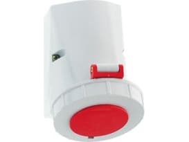 BALS CEE seinäpistorasia H6 400V 32A 5-napainen, punainen KxK: 83x126mm, yläosa M25 alaosa 2xM25 IP67, polyamidi