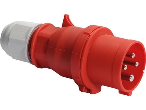BALS CEE -pistokeH6 400V AC 16A 4 napainen, punainenMultigrip-kaapelin kevennys, Quick Connect®IP44 polyamidi