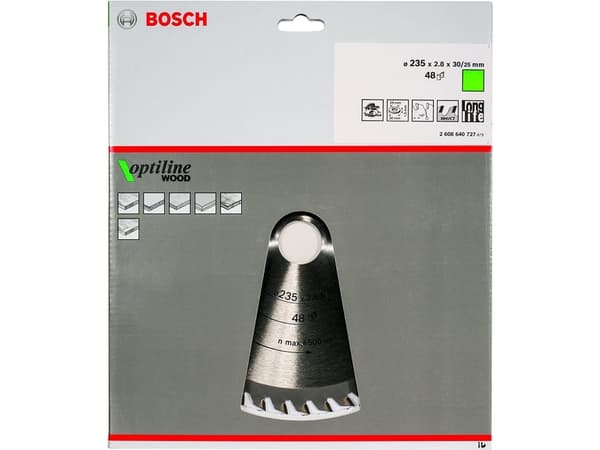 Bosch 2 608 640 727, Puu, 23,5 cm, 3 cm, 1,8 mm, 2,8 mm, ATB (Alternate Top Bevel)