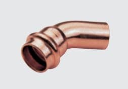 Conex Enkel bøyning 45° mm fra B Press-serien, kobber 18 mm (P504001800000)