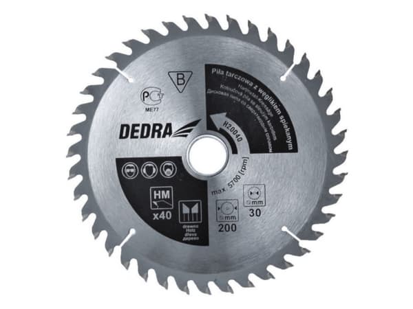 Dedra Sirkelsag 200x30mm 60 tenner. med sintret karbid - H20060