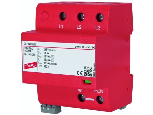 Dehn 941305 DSH TNC 255 FM Yhdistelmäsuoja DEHNshield Type1+2 3ph TN-C-järjestelmiin (941305)