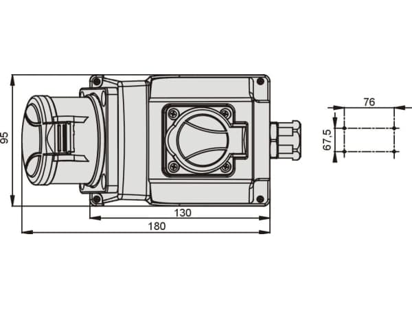 COMBI fasta uttag kopplade med kopplingsplint 5P 16A 400V röd / 230V blå GSC 16/5 IP-44 921840