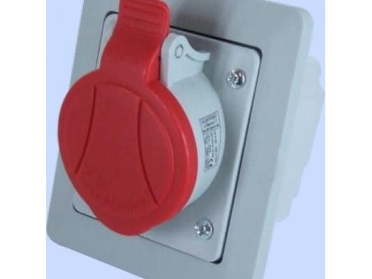 Electromet Flush-mounted oblique socket with frame 5P 16A 400V red IP GSP 16/5 IP-44 (921850)