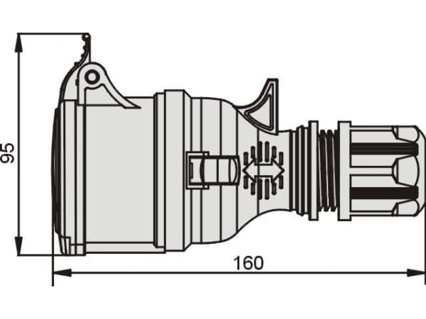 Liikkuva pistorasia 16A 5P 400V punainen TWIST GPP 16/5 IP44 921870 suora
