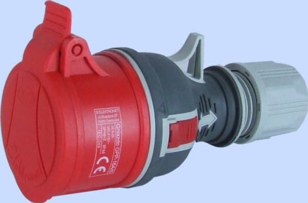 Liikkuva pistorasia 16A 5P 400V punainen TWIST GPP 16/5 IP44 921870 suora