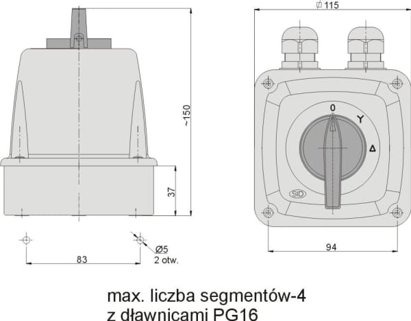 Elektromet tähti-kolmio kytkin 3P 25A IP44 kaari 25-23 kotelossa (922513)