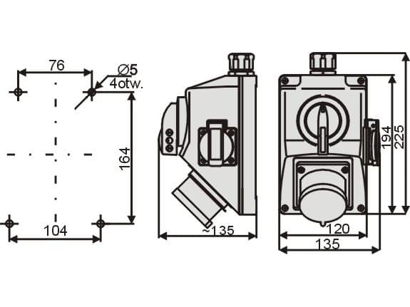 Elektromet C32-48.1N L-0-P kytkin + 32A pistoke IP44 (974028)