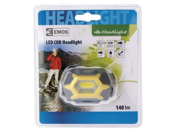 Emos P3532, Pannbandsficklampa, Grå, ABS synthetics, IP44, COB LED, 1 lamp(or)