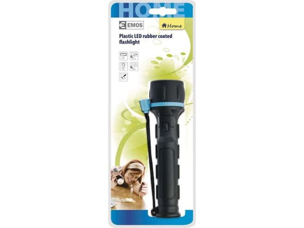 Emos P3861, Käsikokoinen taskulamppu, Musta, Sininen, Muovi, Kumi, LED, 1 lamppua, 3 W