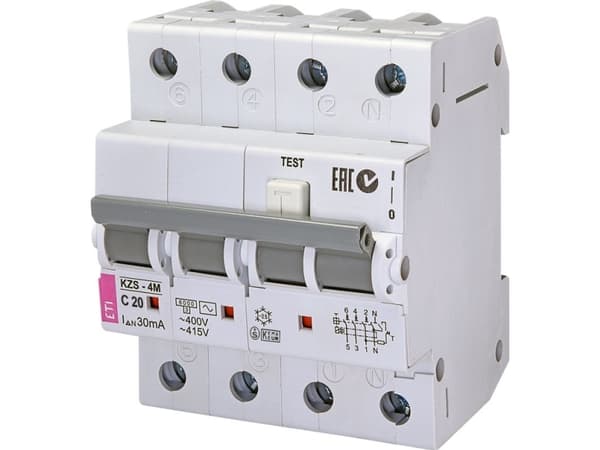Eti-Polam Residual current circuit breaker 4P 20A C 0,03A type AC KZS-4M (002174025)