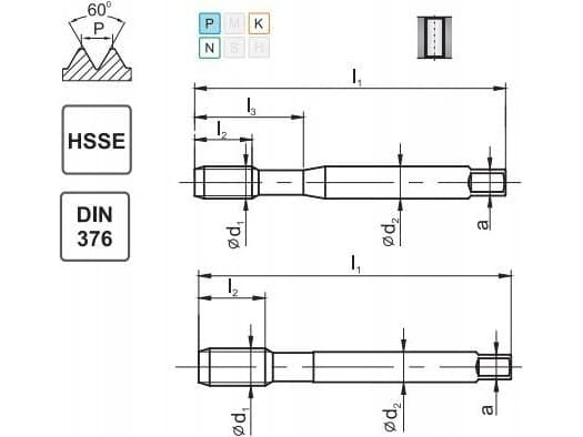 Fanar TRÅD UNC 3/4-10 DIN-376B (2B) HSSE 800 - D2-111101-4135