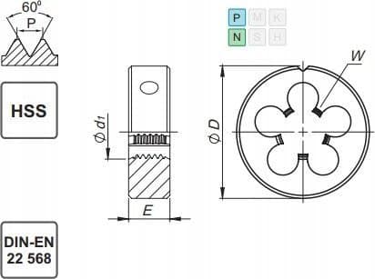 FANAR Die DIN-22568 M6x0.75 6g HSS 800 - N1-121001-0062 - N1-121001-0062
