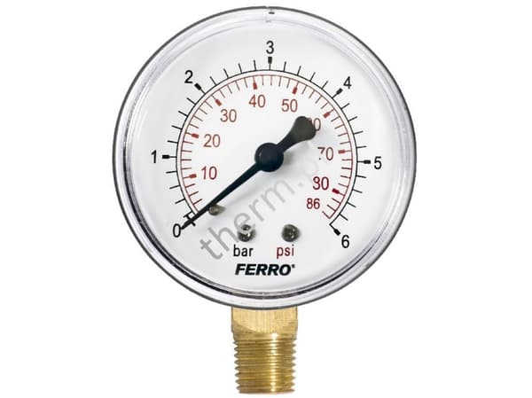 Ferro 63mm 1/4" 0-6bar tryckmätare med radiell sida - M6306R