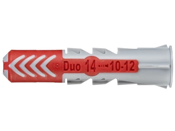 Fischer DuoPower, Väggplugg, Autoklaverad lättbetong, Tegel, Betong, Murverk, Gipsskivor, Nylon, Grå, Röd, 1,4 cm, 70 mm
