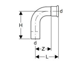 Geberit Kolano 90° Mapress koppar gas jednokielichowe 18mm (34508)