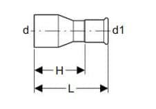 Reduktion cug Mapress 22-18mm t/gas