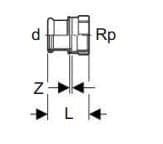 Geberit Zlaczka Mapress kuparikaasu 18mm przezowa ja GW 1/2" (34684) (34684)