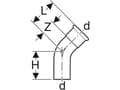 Miniatyrbild 3 av 5: Geberit 60707, 45°, 47 mm, 17 mm, 57 mm