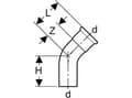 Miniatyrbild 5 av 5: Geberit 60707, 45°, 47 mm, 17 mm, 57 mm