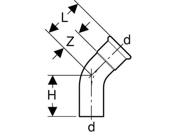Geberit 60707, 45°, 47 mm, 17 mm, 57 mm