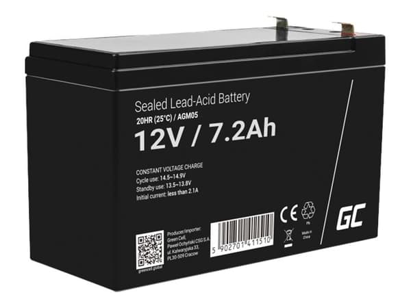 Green Cell - UPS-batteri - 1 x batteri - Sealed Lead Acid (SLA) - 7.2 Ah - svart