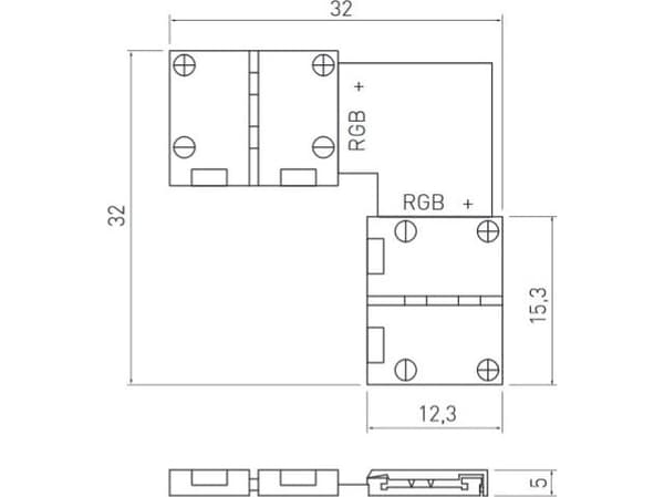GTV XC11 vinkelkontakt for RGB LED-strips LD-ZTKTRGB-04N - LD-ZTKTRGB-04N