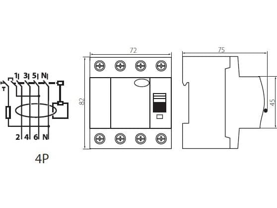 Kanlux Residual current circuit breaker 4P 100A AC (23197)