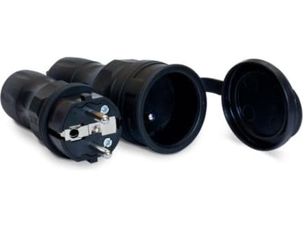 KEL EXTREM stickpropp + uttag 16A 2P+Z 250V IP54 svart (ZWG-54)