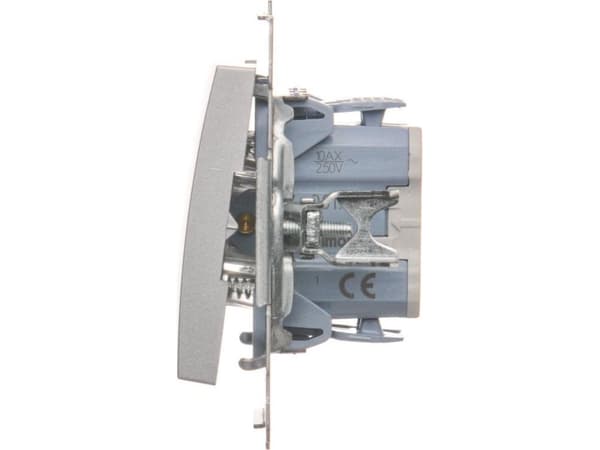 Kontakt-Simon DS1.01/43, Tryckknappsbrytare, Plast, Silver, IP20, IP44, 250 V, 10 A