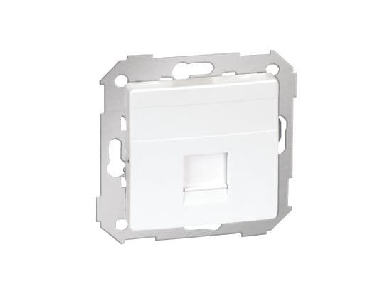 Contact-Simon Simon 82 Enkel RJ45 datoruttag med lock platt med adapter med lock vit (TSI-82005-30)