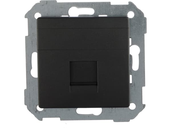 Kontakt-Simon Simon 82 Enkelt RJ telekommunikasjonskontaktdeksel, flatt, med adapter og grafittlukker (82005-38)