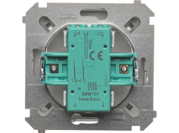 Kontakt-Simon BMW7.01/21, Plast, Rustfrit stål, IP20, IP44, 250 V, 10 A, 75 mm