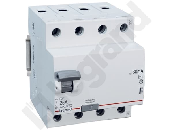 Legrand Residual current circuit breaker 4P 25A 0.03A type AC RX3 402062