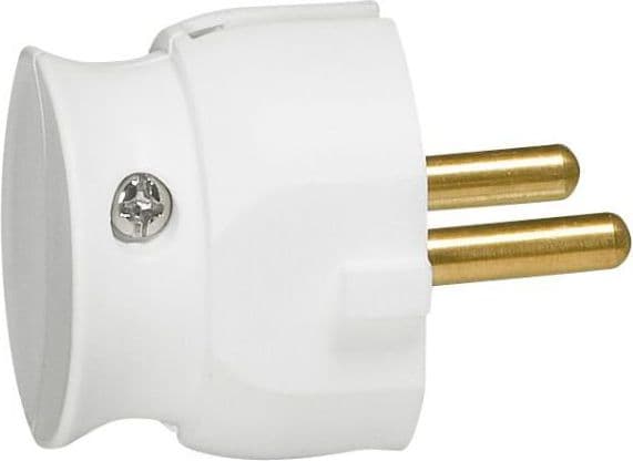 Pistoke Schuko U/J, kulma, muovi, valkoinen